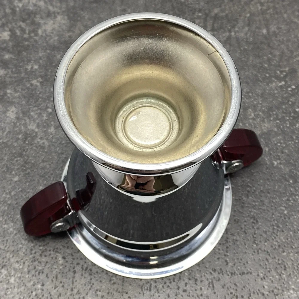 As‎ Is Vintage Art Deco Chrome Creamer & Sugar Cherry Red Bakelite Handles